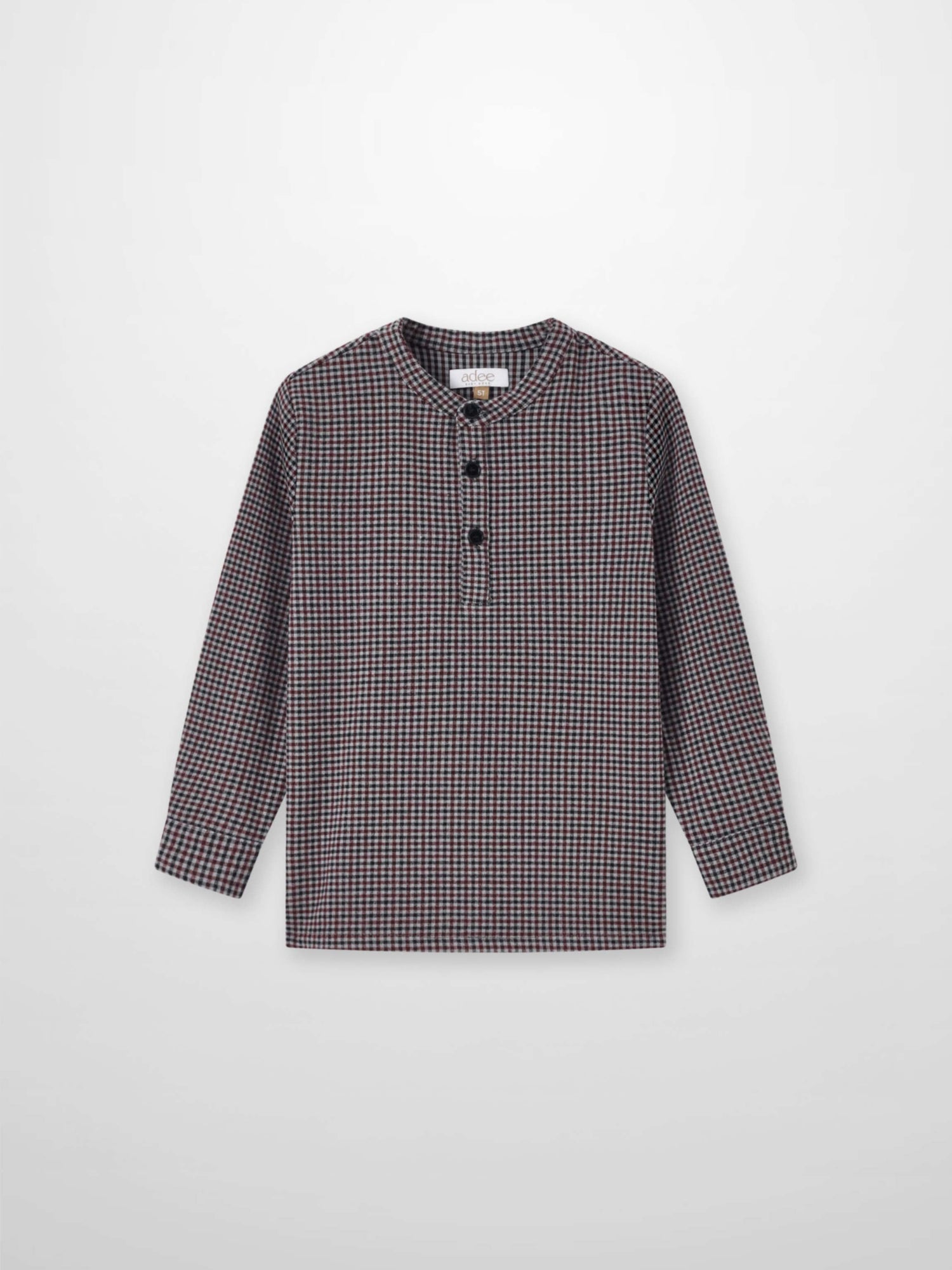 Adee Gingham Shirt Grey check pattern, boys dressy top