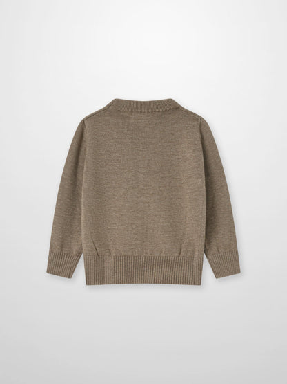 Knit Sweater - Taupe; Adee boys dressy top in taupe knit with ribbed cuffs and hem.