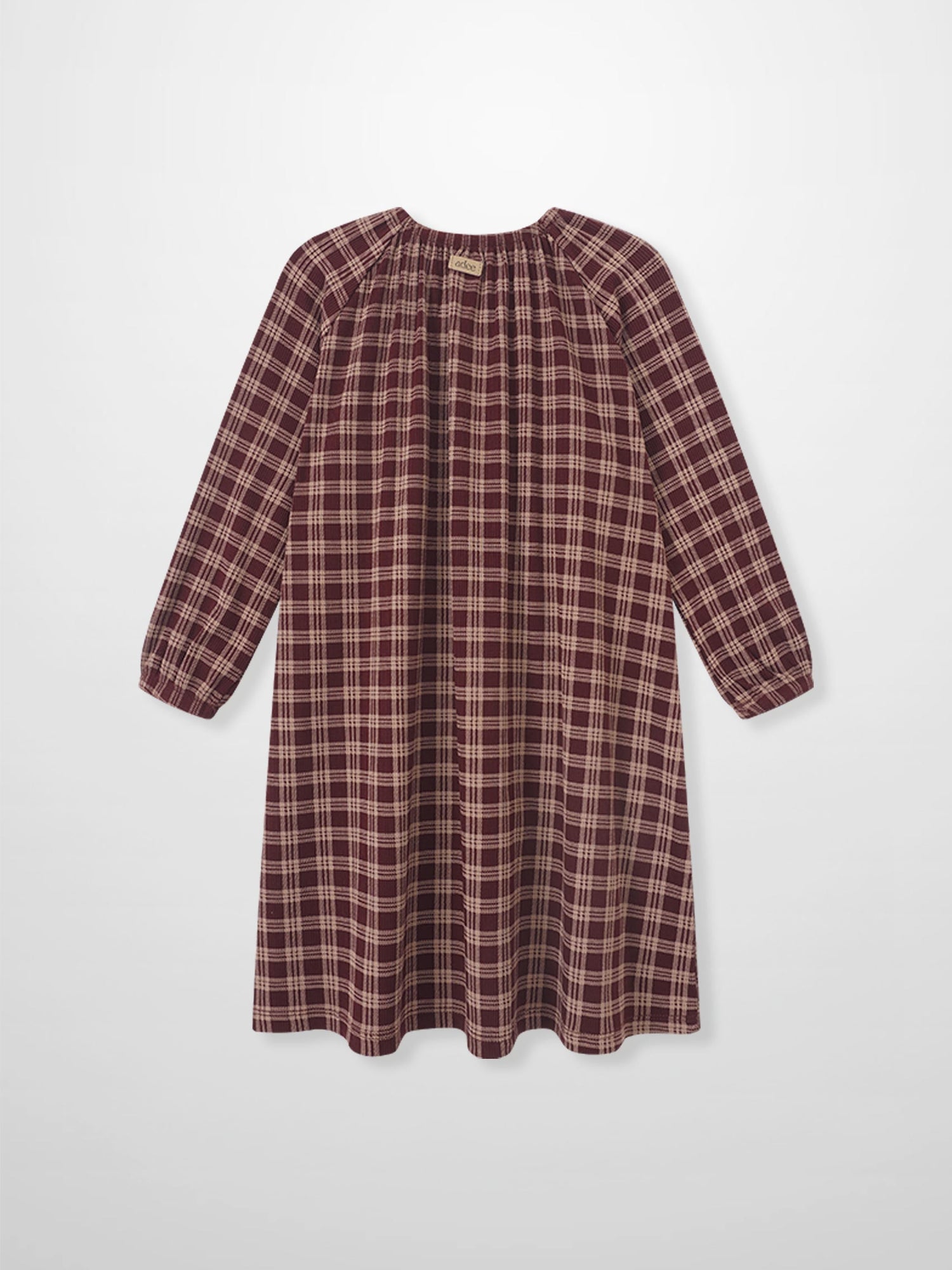 Plaid burgundy girls nightgown by Adee with long sleeves