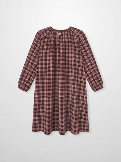 Plaid burgundy girls nightgown by Adee with long sleeves