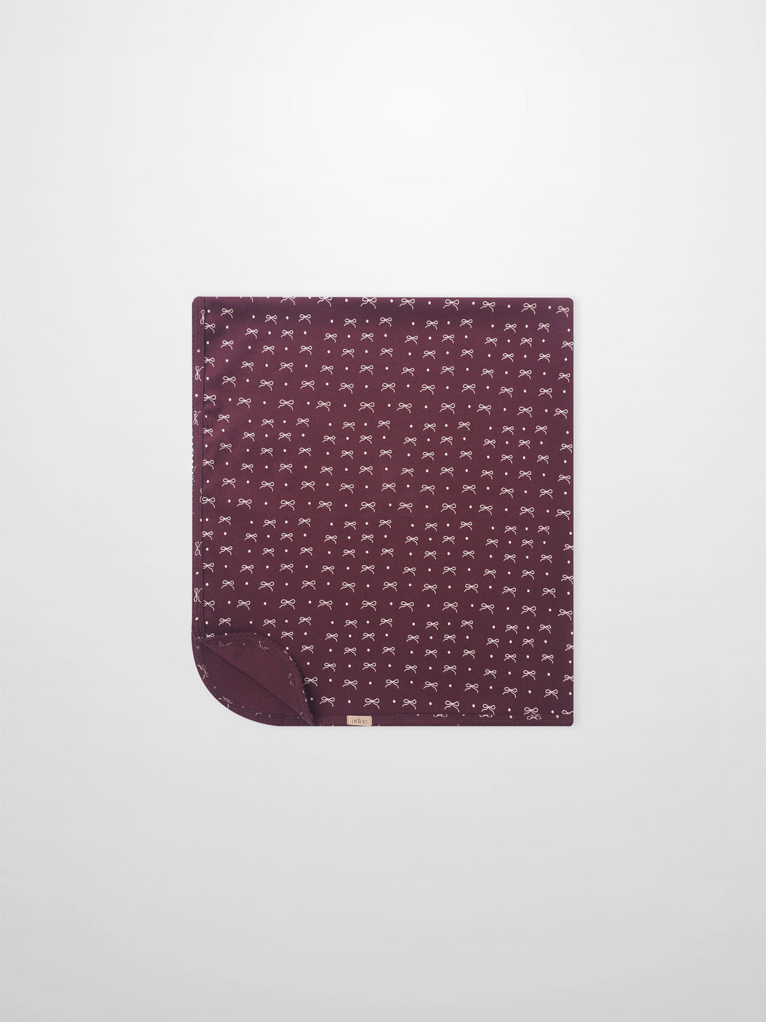 Burgundy Bow Blanket by Adee; girls swaddle blanket with white bow pattern