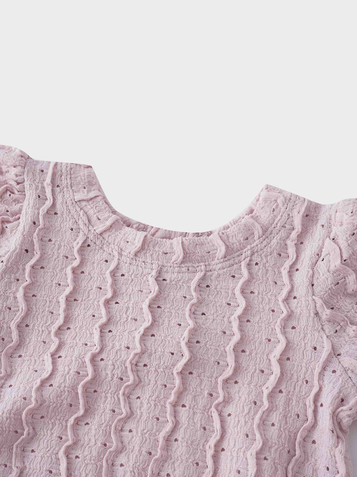 Ruffled Pointelle Romper- Light Pink