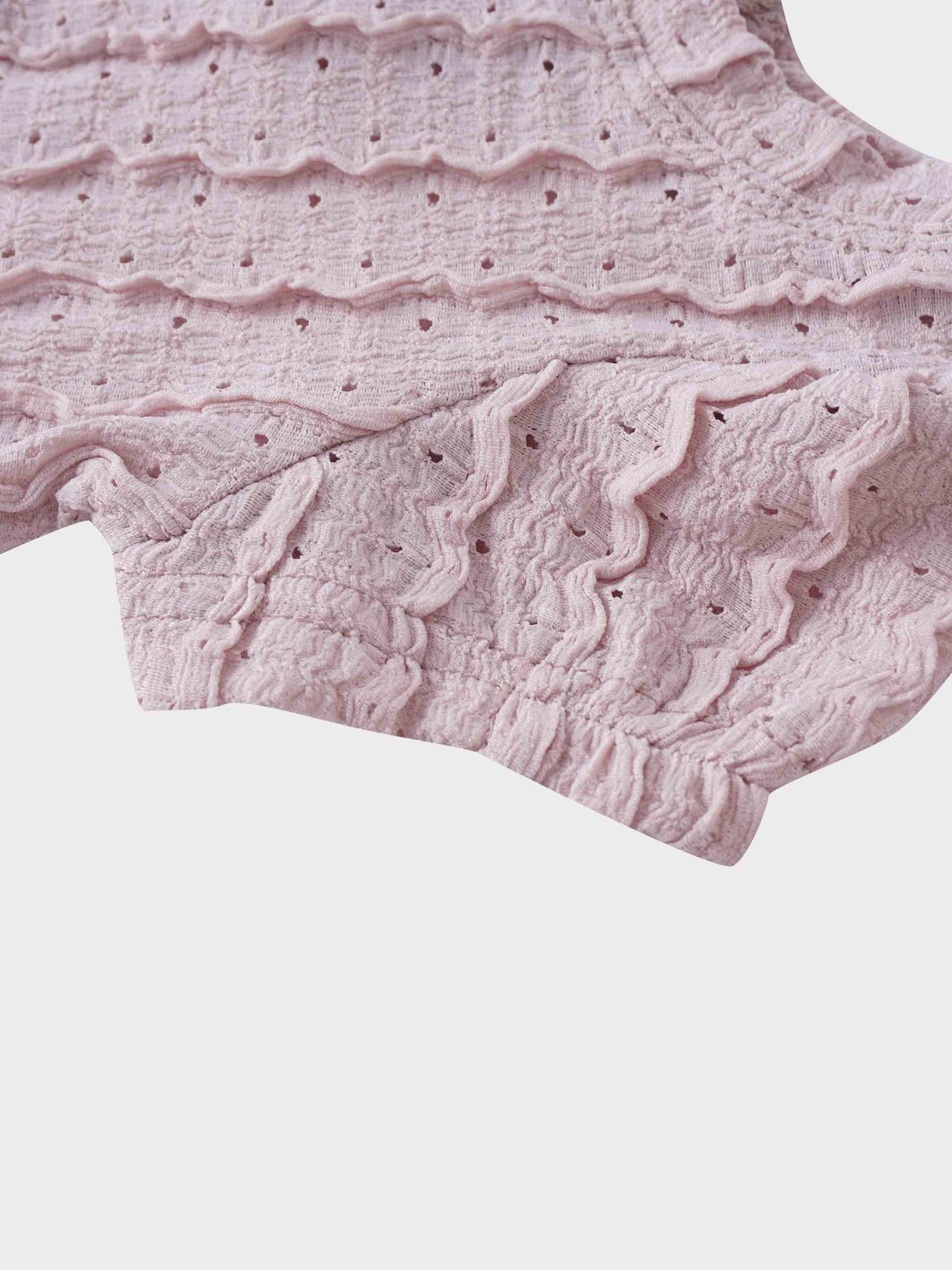 Ruffled Pointelle Romper- Light Pink