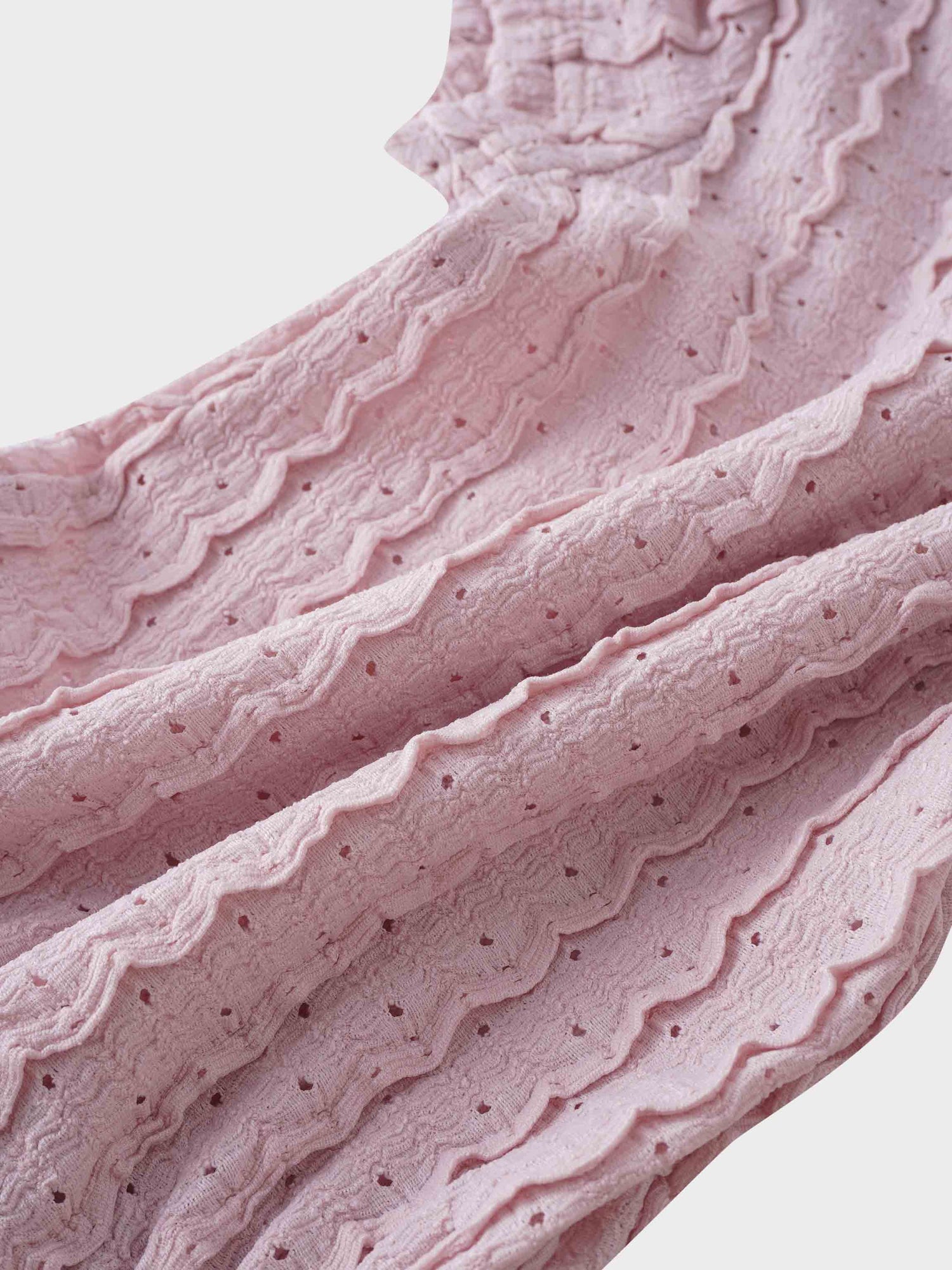 Ruffled Pointelle Romper- Light Pink