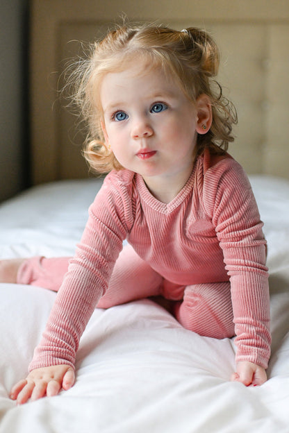 Ribbed Velour Pajama - Pink