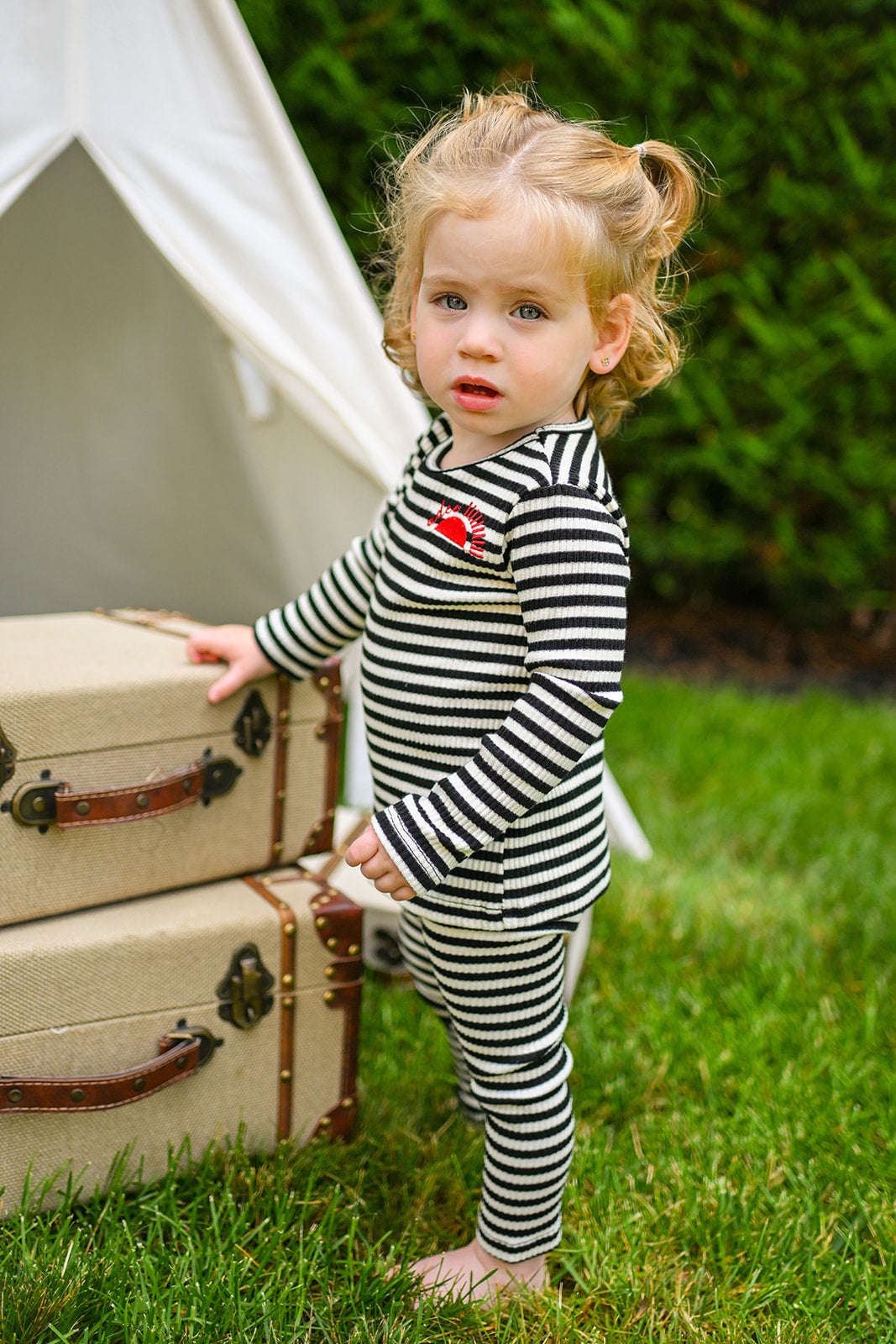 Striped Leggings Set - Black &amp; White