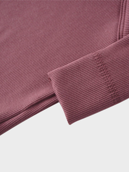 Crossover Thin Ribbed Pajama - Dark Mauve