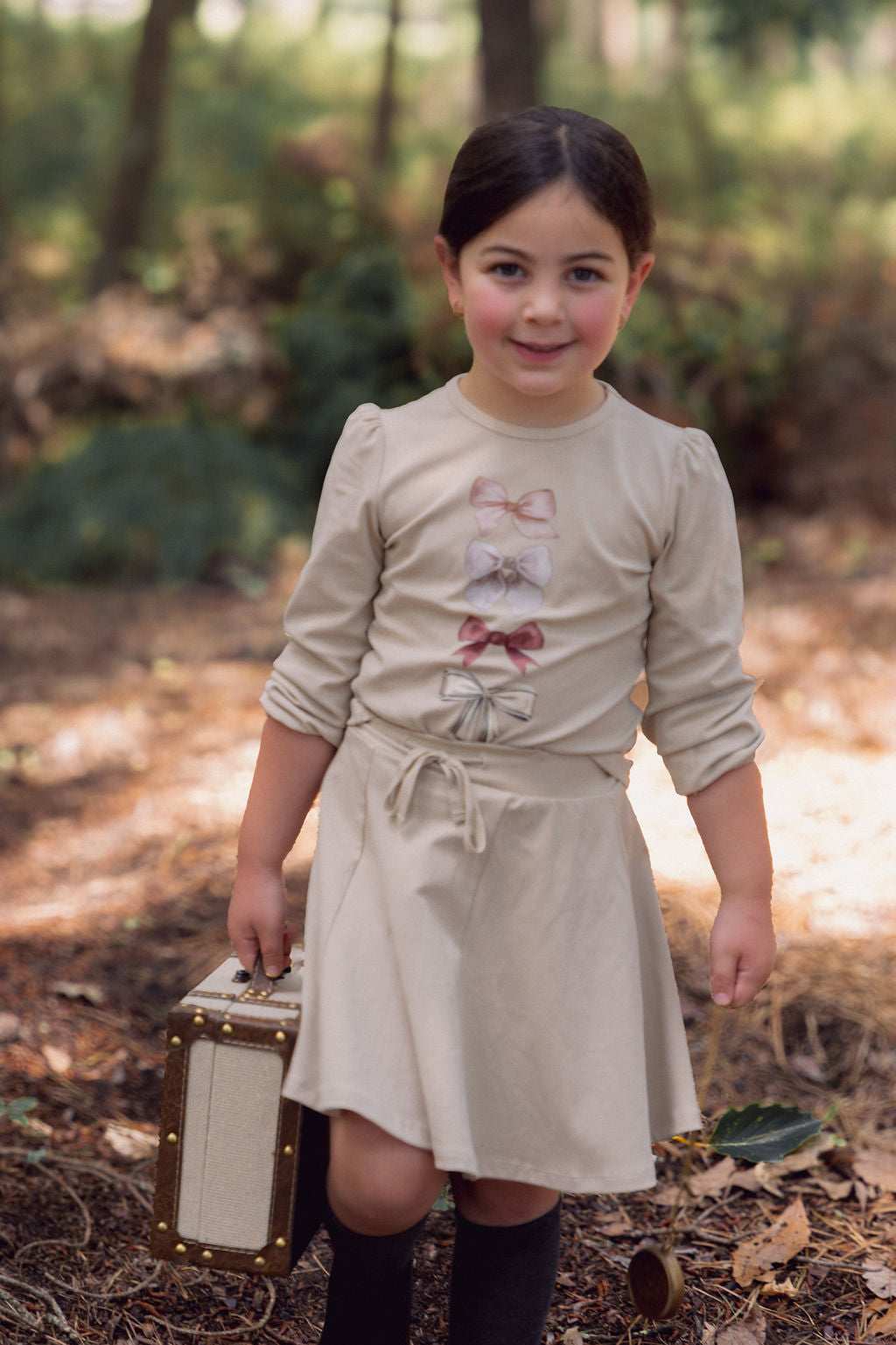 Ribbed Bow Shirt - Taupe