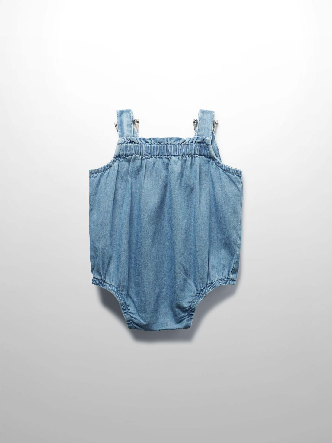 blue denim baby boy romper