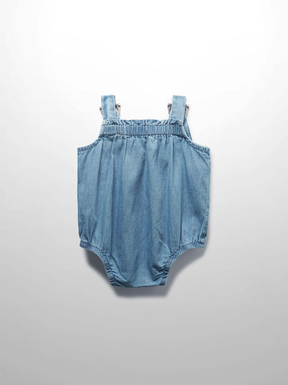 blue denim baby boy romper