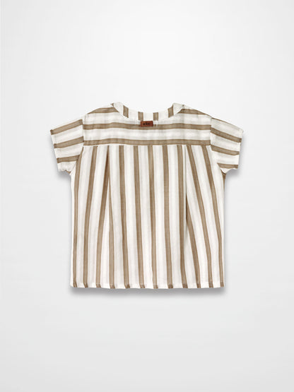 Tan and White Striped Shirt