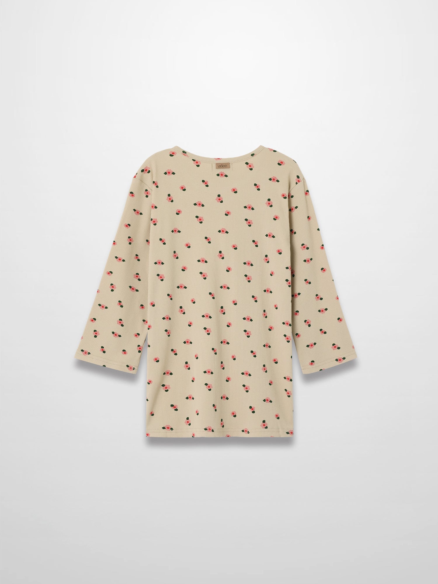 Tan Floral T-shirt - 3/4 Sleeve