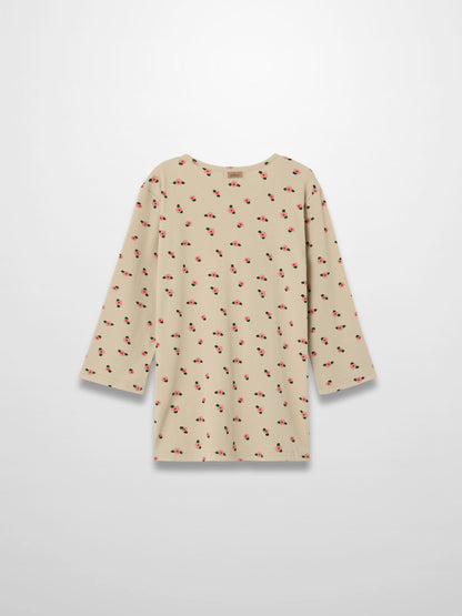 Tan Floral T-shirt - 3/4 Sleeve