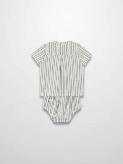 Green Striped Shirt &amp; Bloomers Set