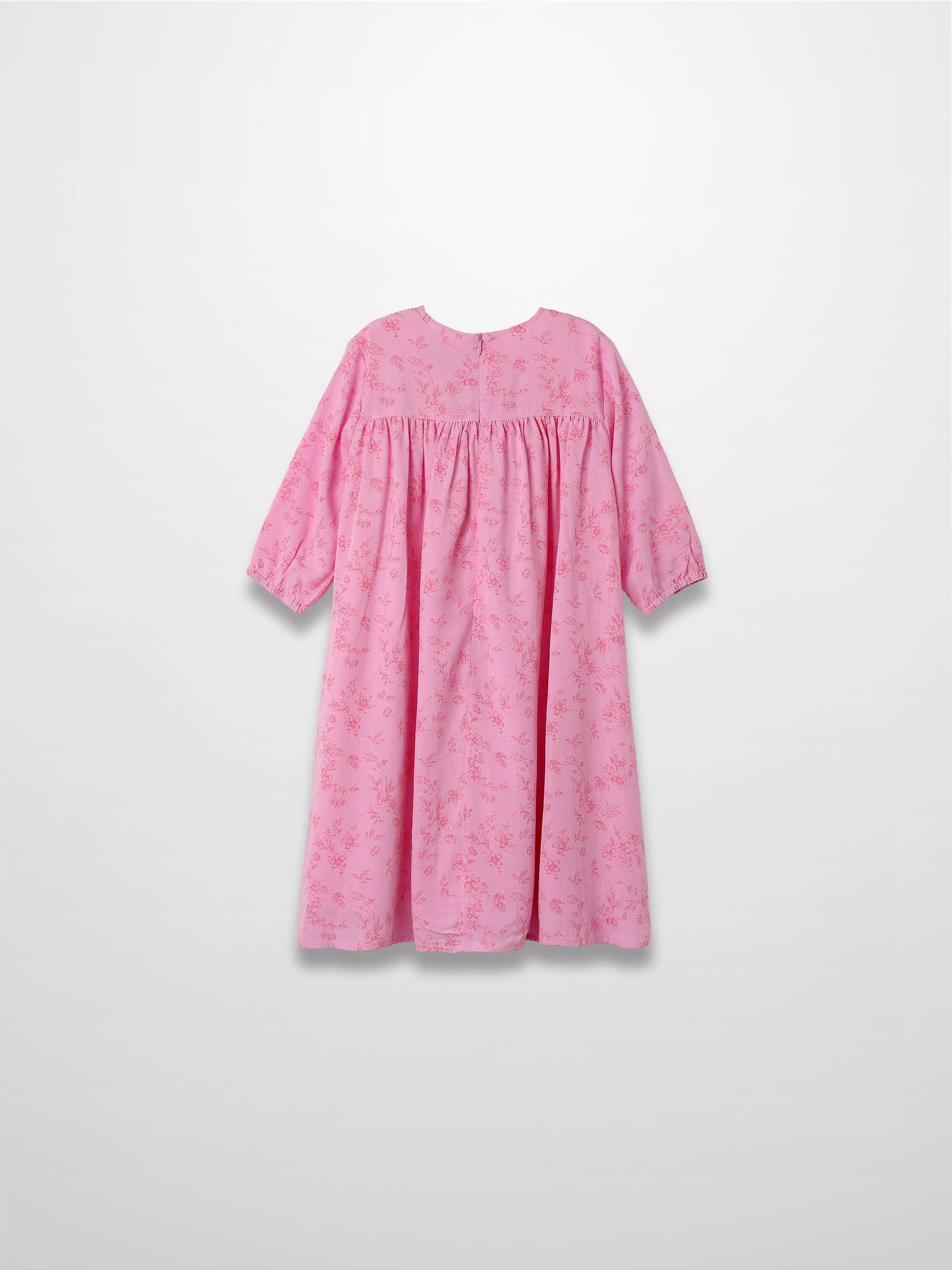 Pink Flower Dress - 3/4 Sleeve