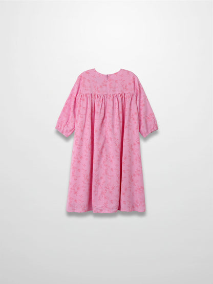 Pink Flower Dress - 3/4 Sleeve