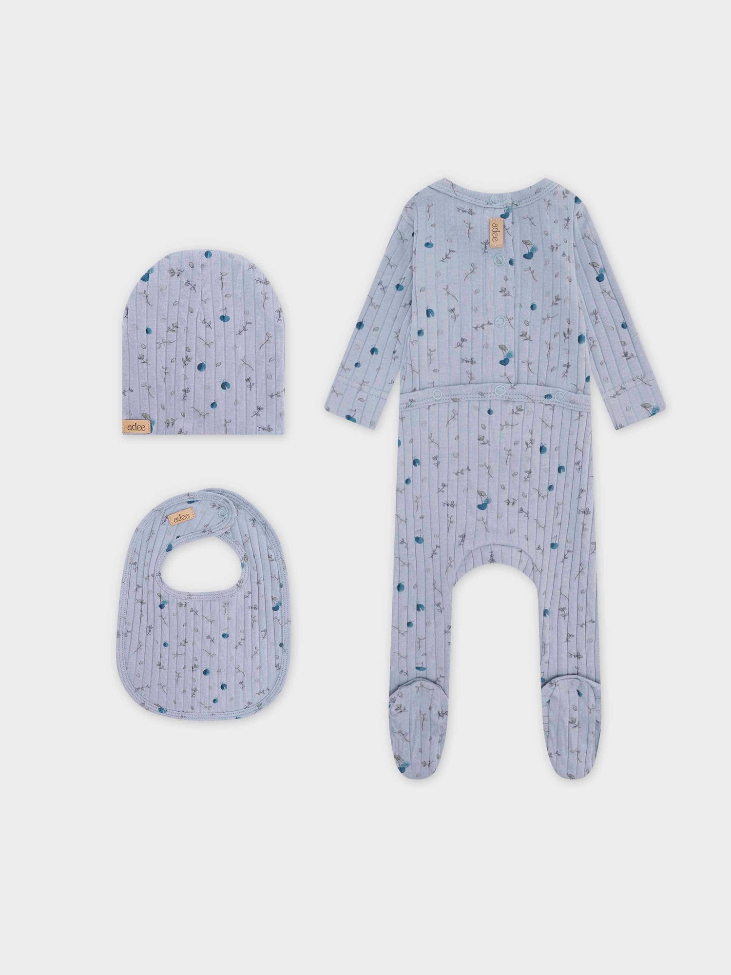Mini Berry Stretchy, Beanie and Bib-Blue