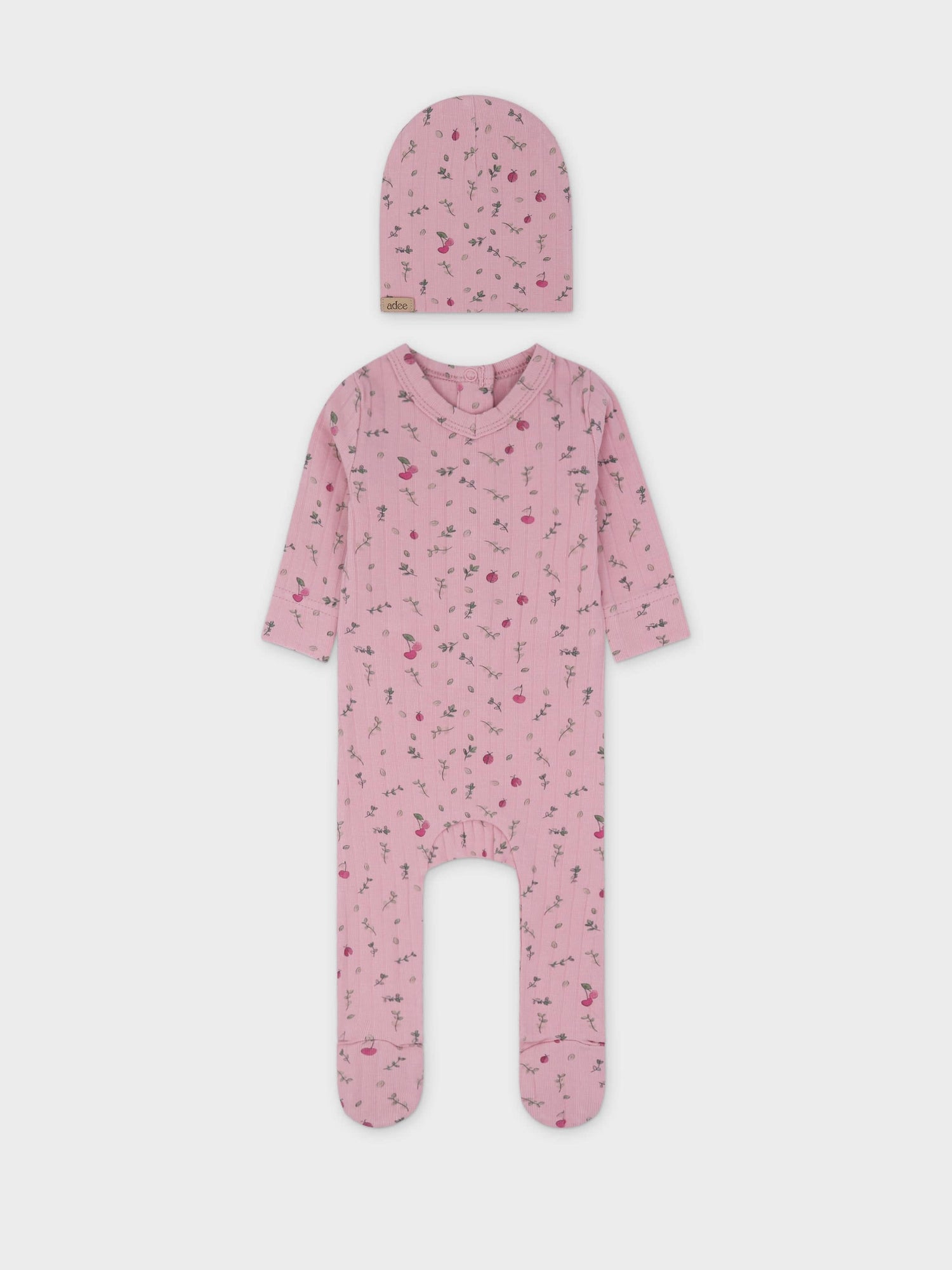 Mini berry Stretchy, Beanie and Bib-Pink