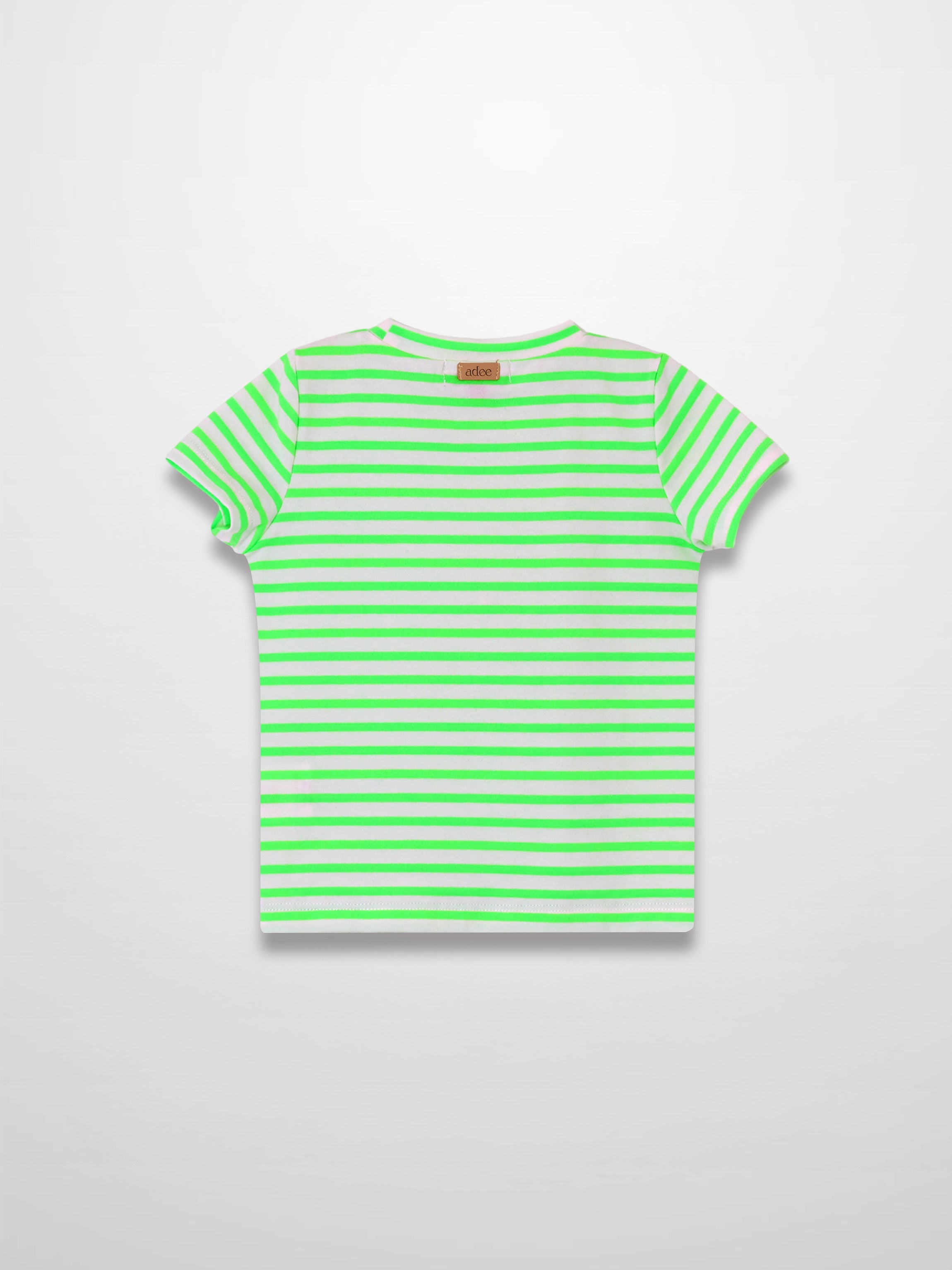 Neon Green Striped Boxy T-shirt