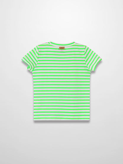 Neon Green Striped Boxy T-shirt