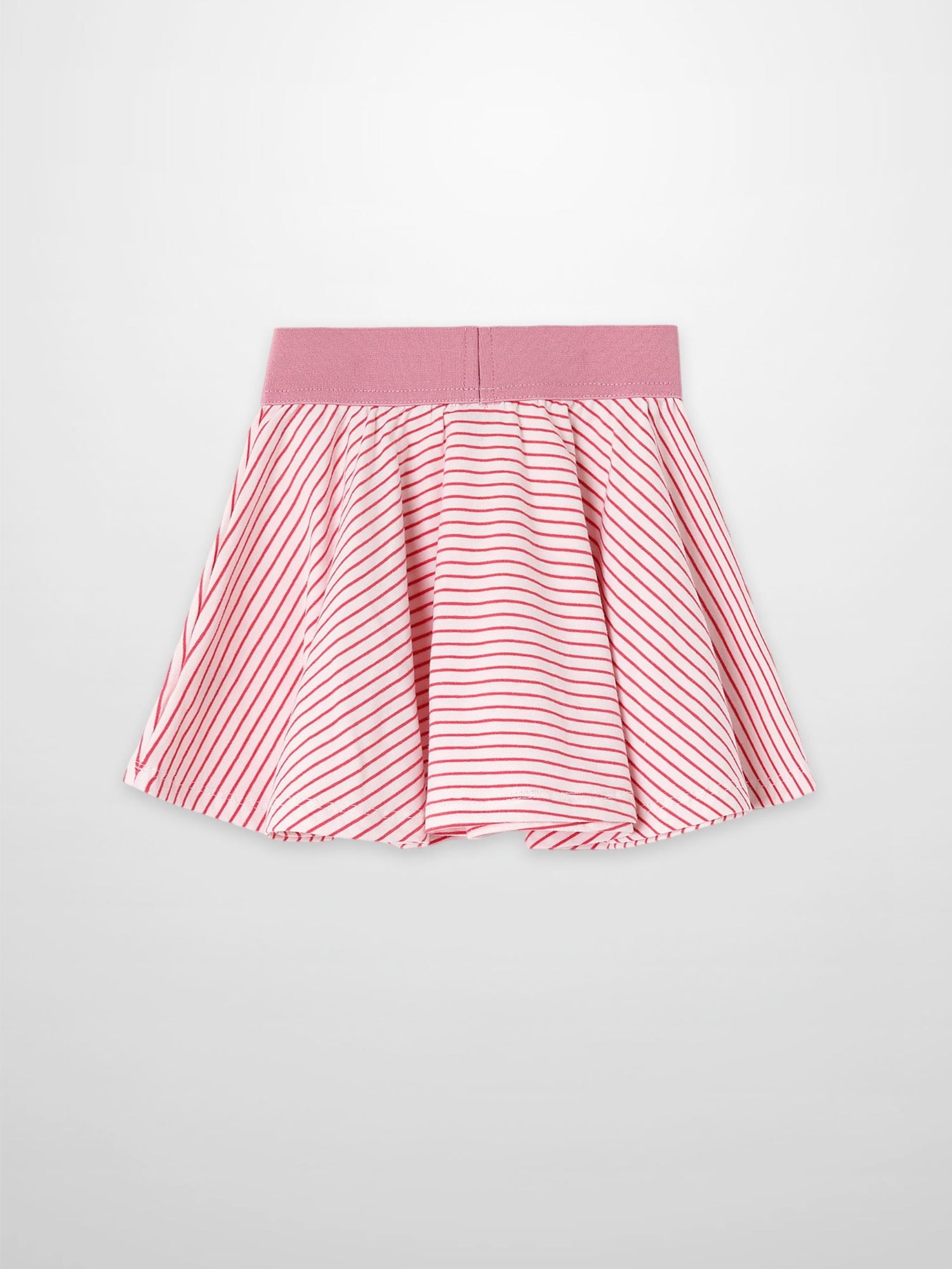 Striped pink and white girls skirt with pink waistband
