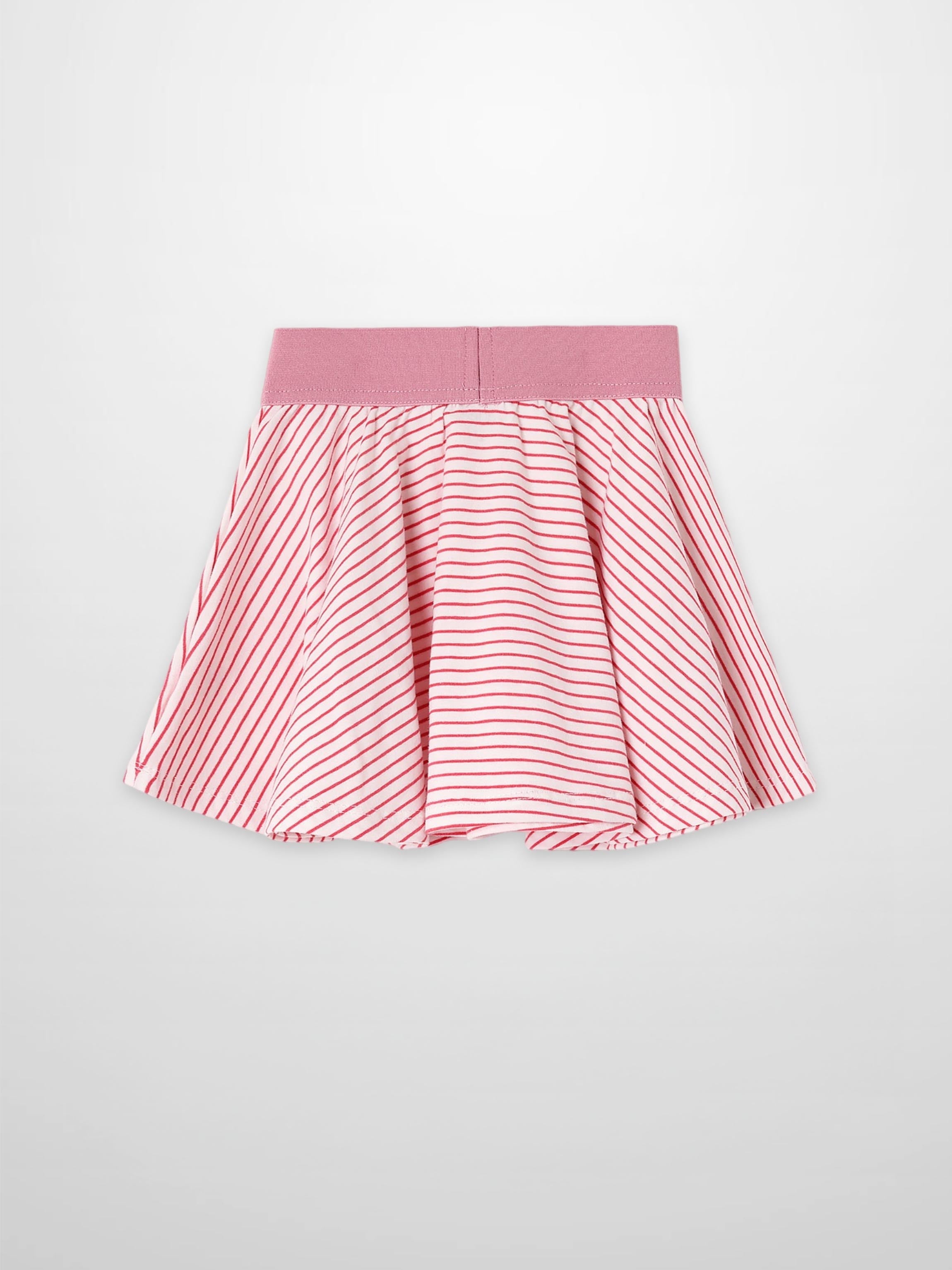 Striped pink and white girls skirt with pink waistband