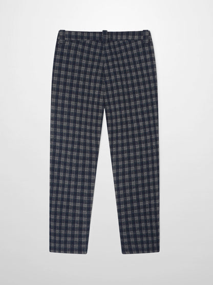 Plaid navy dressy pants for boys by Adee; dark navy check fabric for a smart look