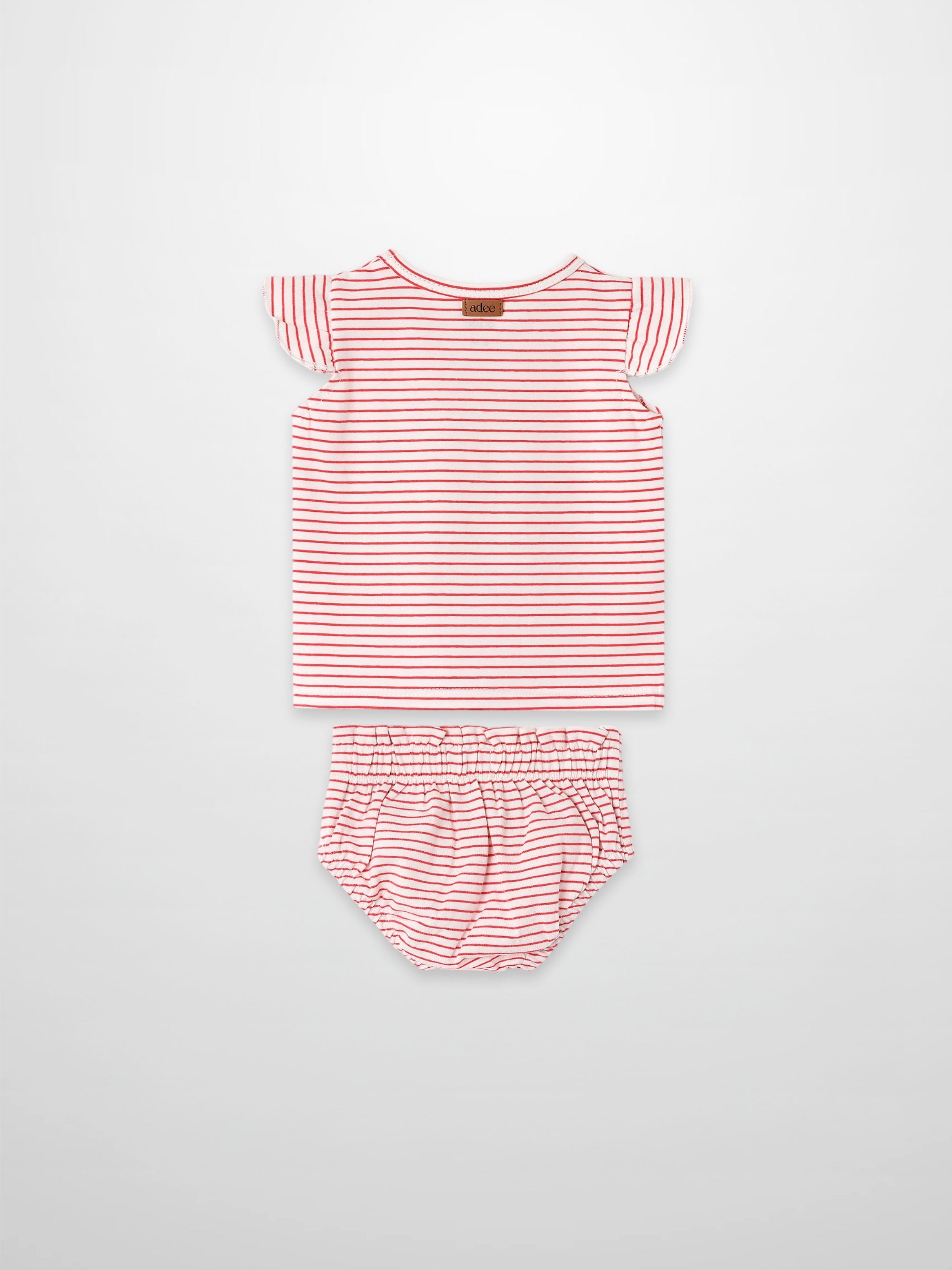 Little Paris Bloomers &amp; Tank Set by Adee; red and white striped top with ruffle sleeves and matching bloomers