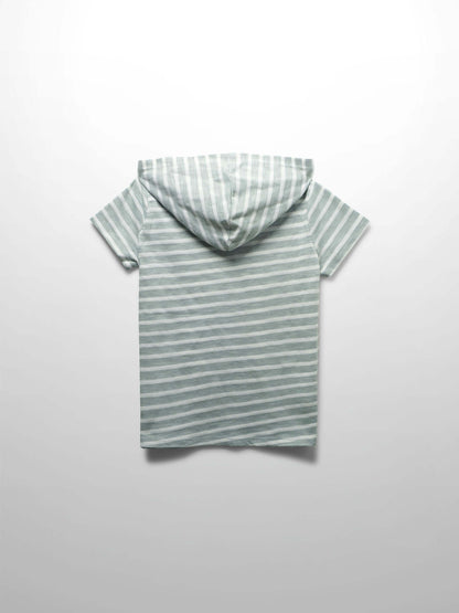 Pastel green striped hoodie shirt