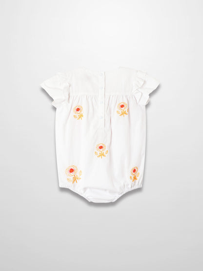 Embroidered Flower Romper