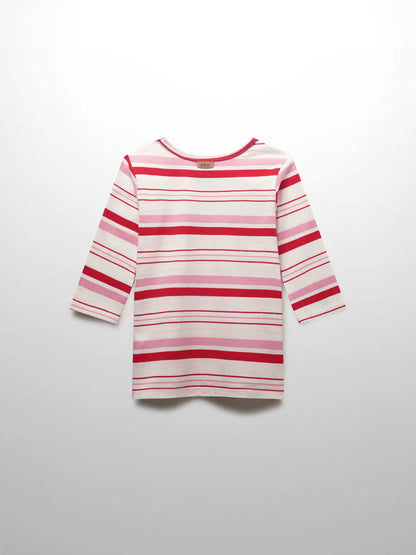 Girls shirts in pink and red stripes