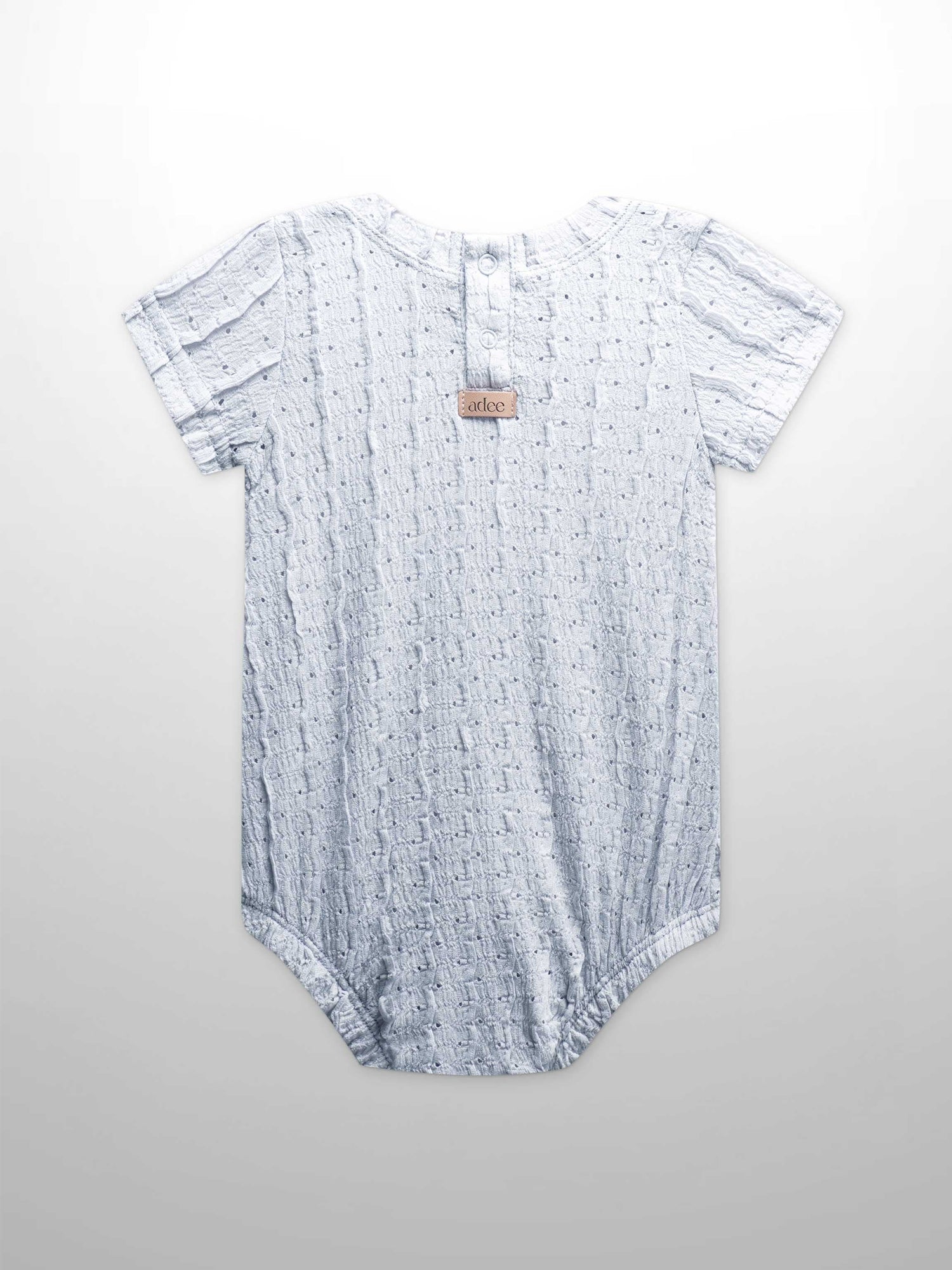 Ruffled Pointelle Romper- Light Blue