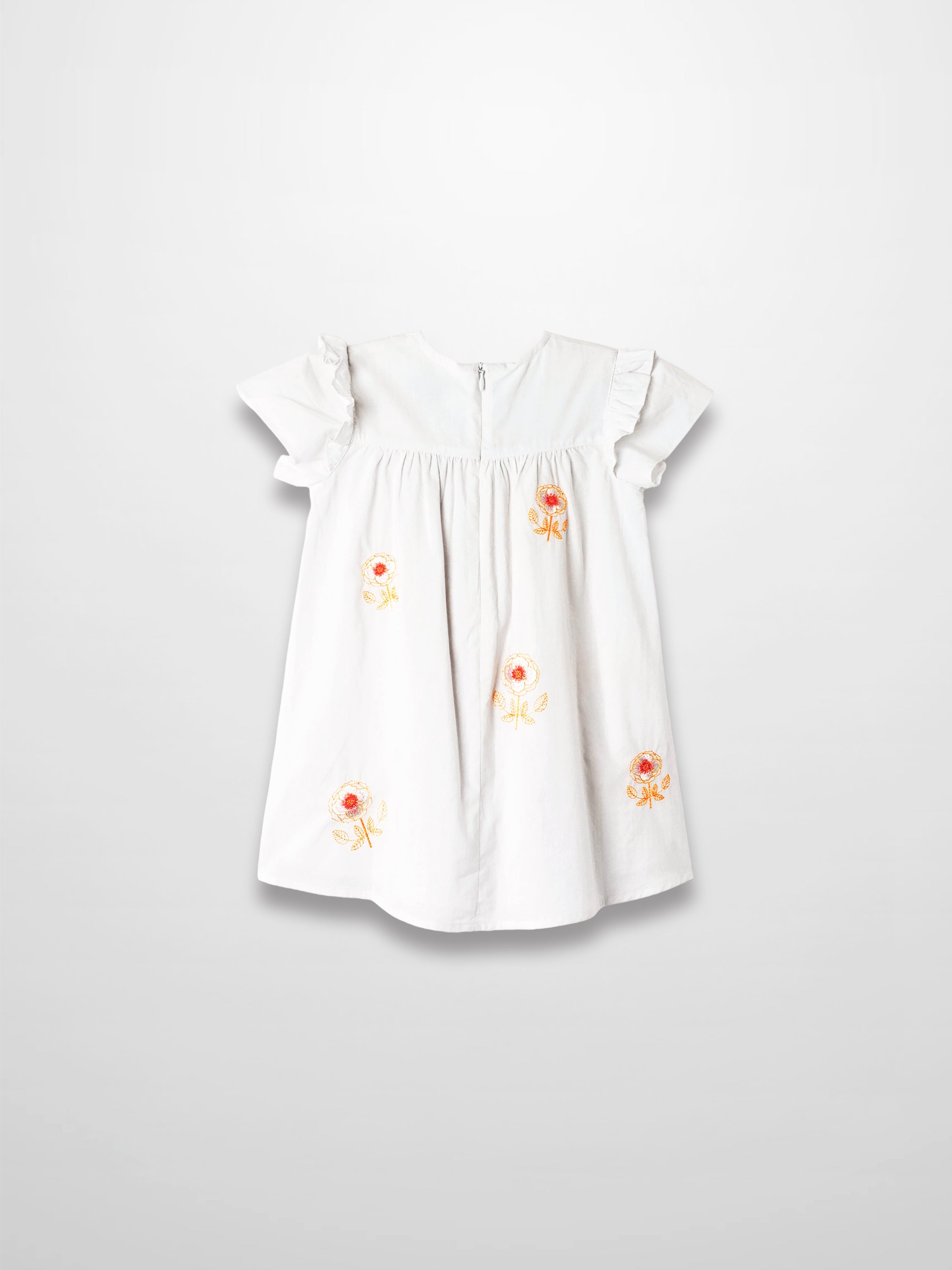Embroidered Flower Dress - Short Sleeve