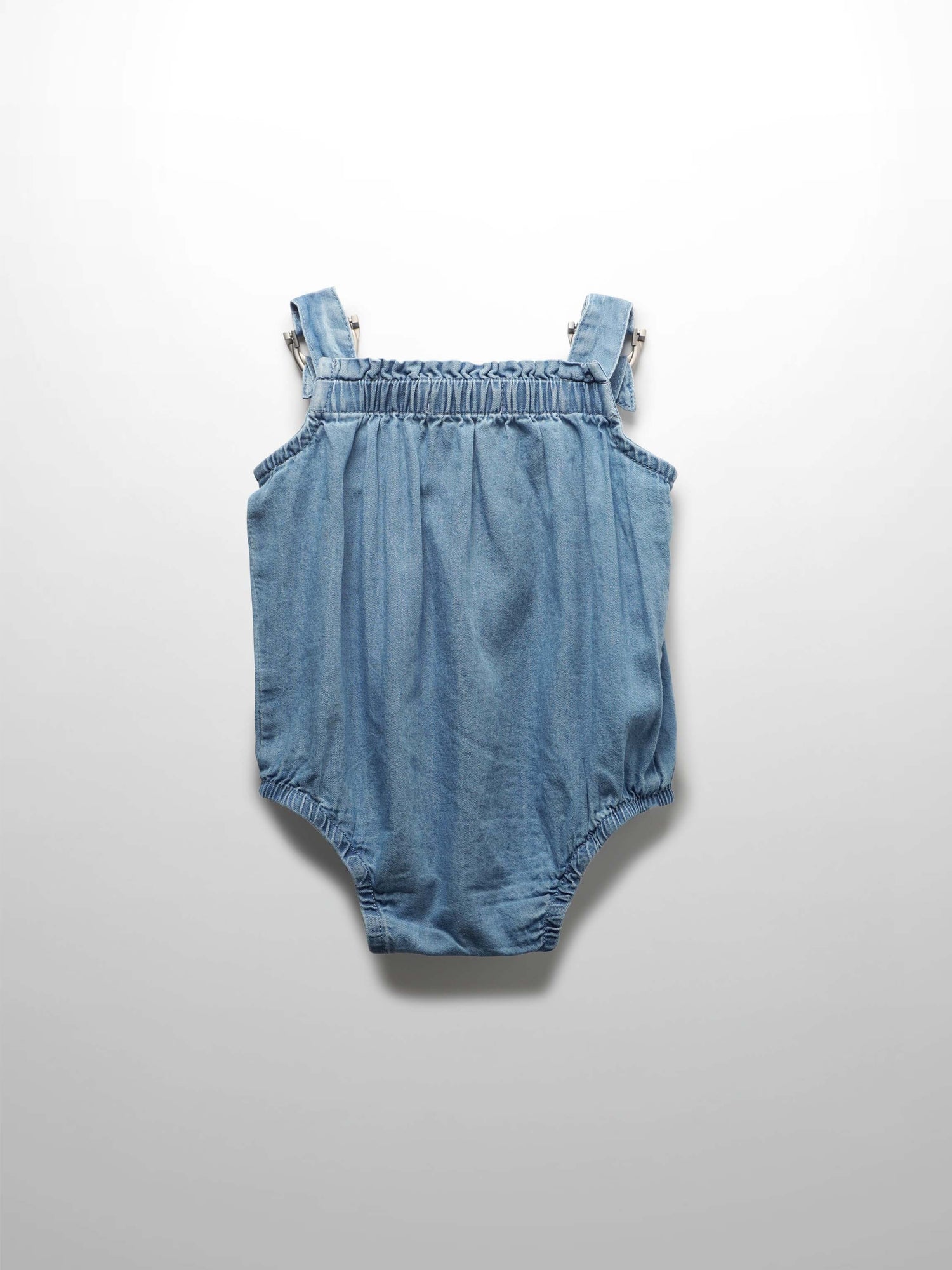 Baby girl denim romper outfit