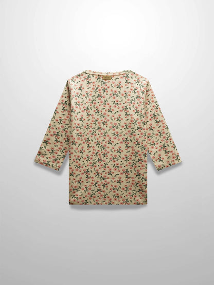 Floral Robe-3/4 Sleeve T-Shirt