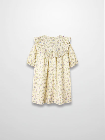 Ivory Flower Dress - 3/4 Sleeve