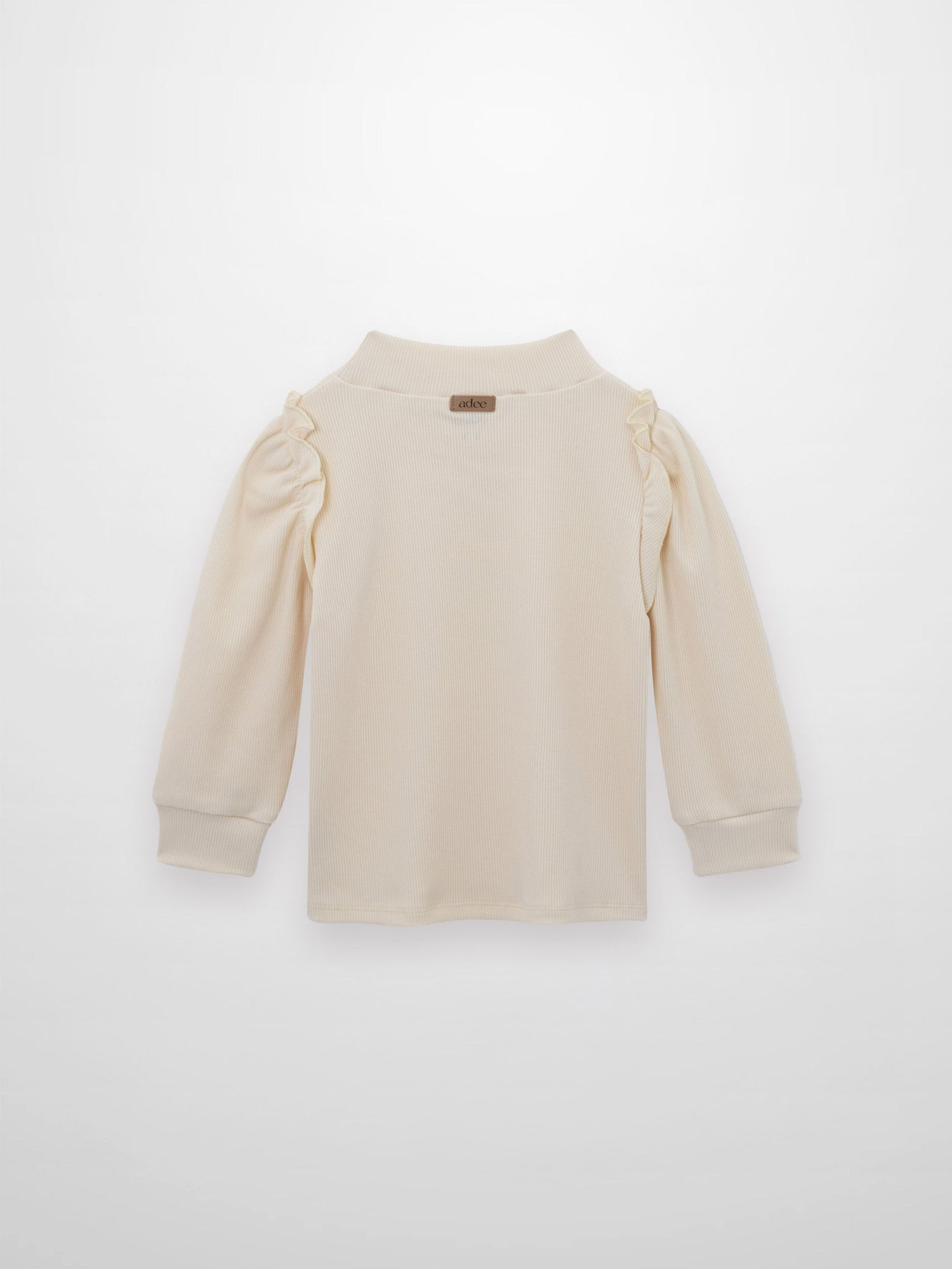 Ruffle Puff Sleeve Mock Neck Shirt - Ivory