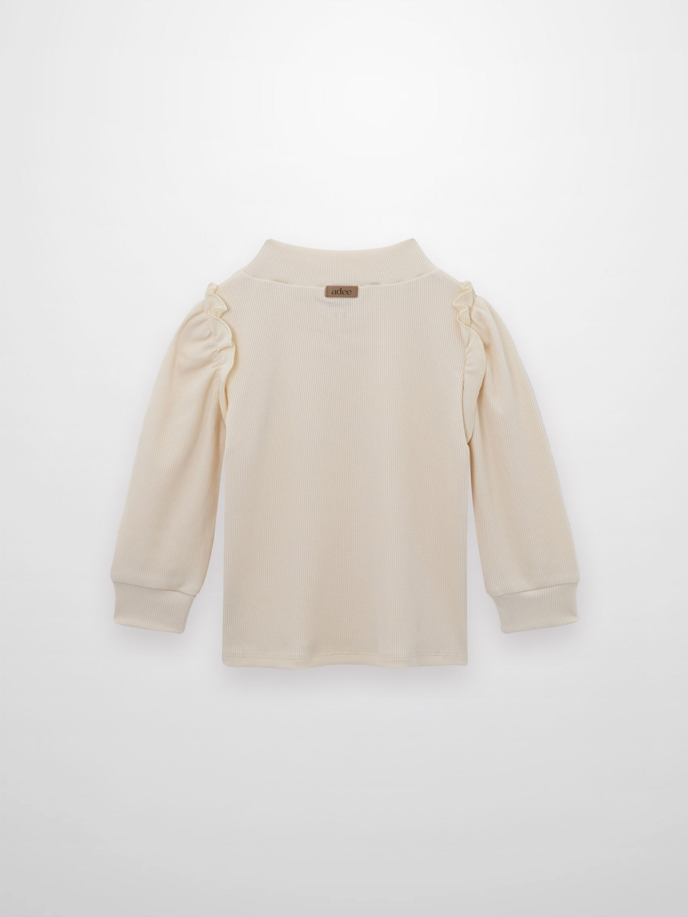 Ruffle Puff Sleeve Mock Neck Shirt - Ivory