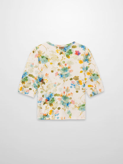 Pastel Flower 3/4 Puff Sleeve T-Shirt