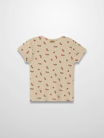 Tan Floral T-shirt - Short Sleeve
