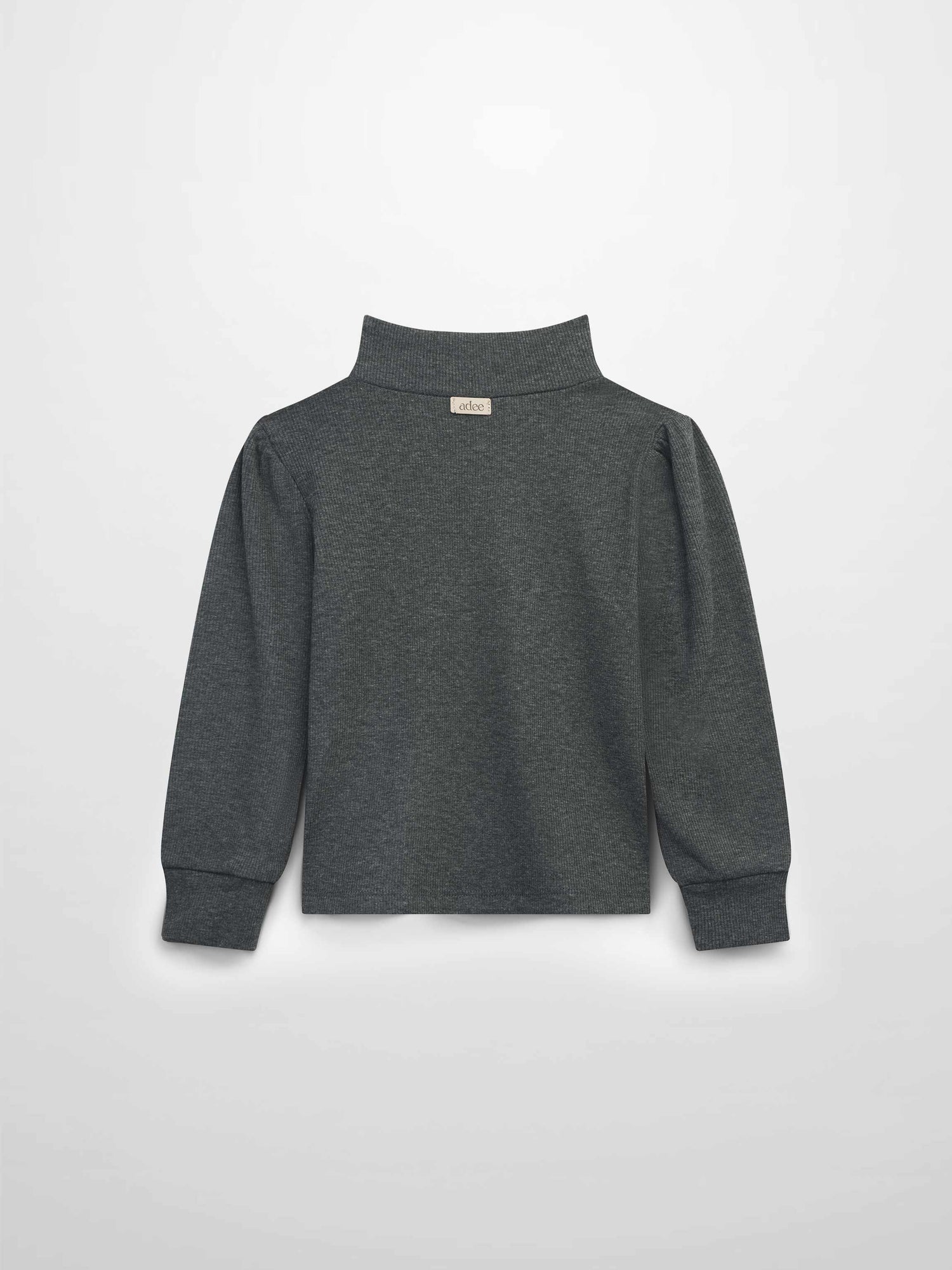 Ribbed Puff Sleeve Shirt - Grey