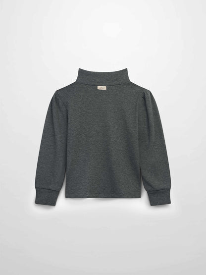 Ribbed Puff Sleeve Shirt - Grey