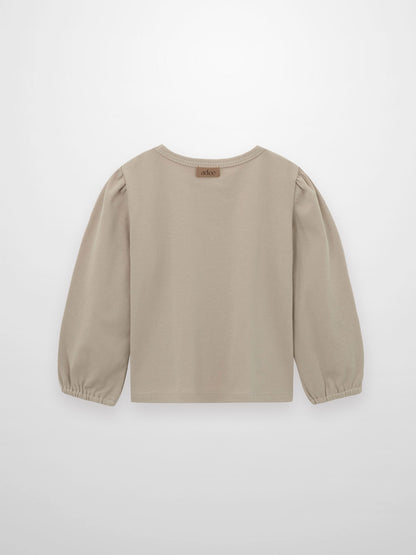 Ribbed Bow Shirt - Taupe