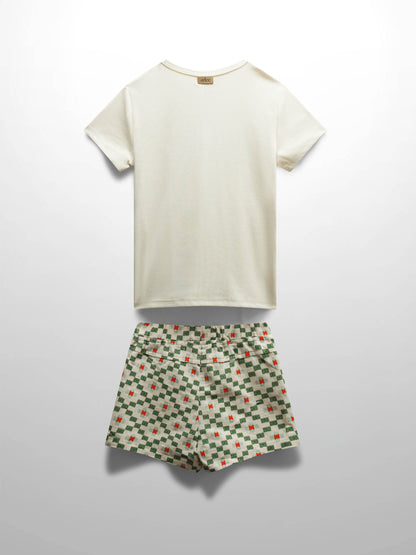Green Diamond Shorts with Shirt