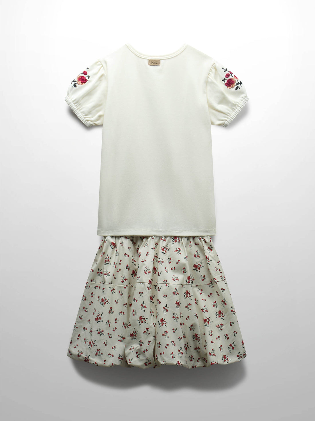 Floral Bubble Skirt with Short Sleeve T-shirt