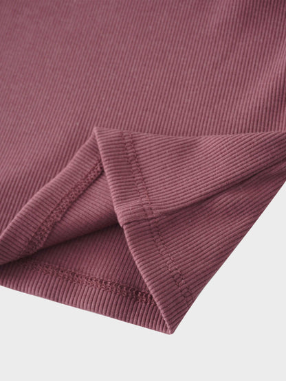 Crossover Thin Ribbed Pajama - Dark Mauve