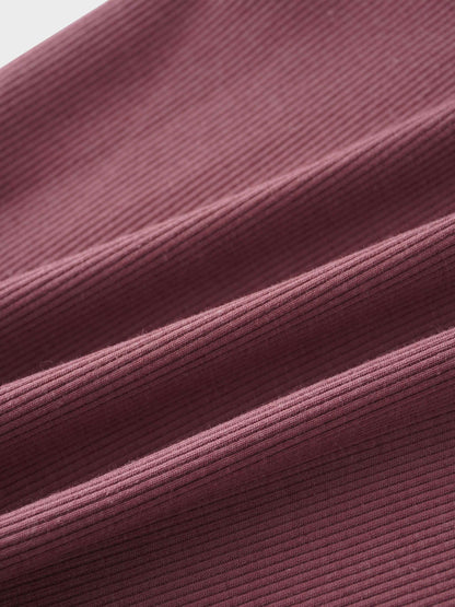 Crossover Thin Ribbed Pajama - Dark Mauve