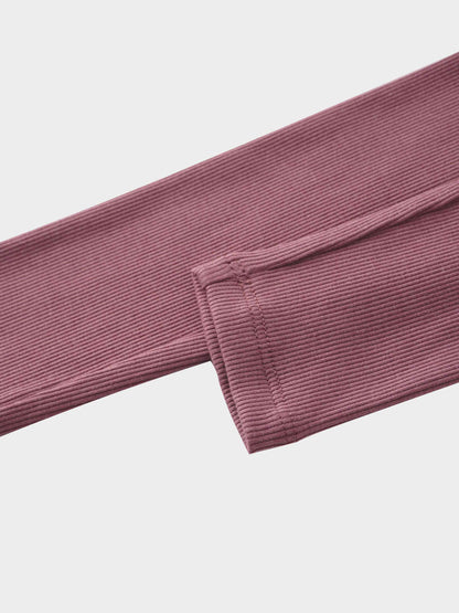 Crossover Thin Ribbed Pajama - Dark Mauve