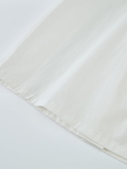 Peter Pan Collar Blouse - White, close-up of fabric and edge hem on a dressy girls&
