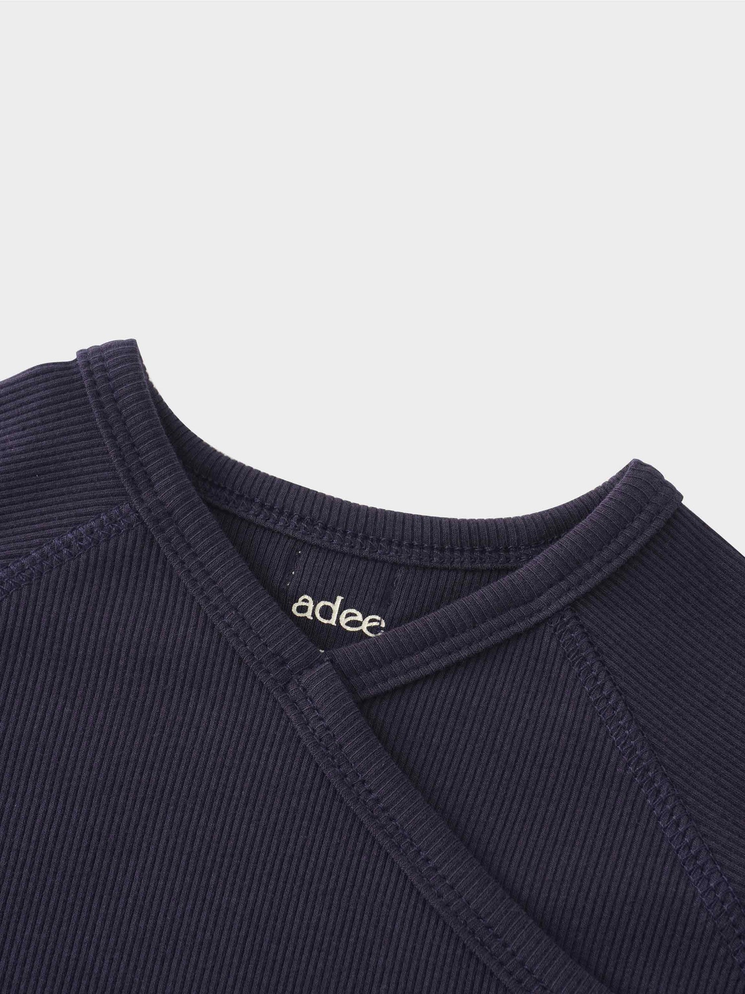 Crossover Thin Ribbed Pajama - Navy